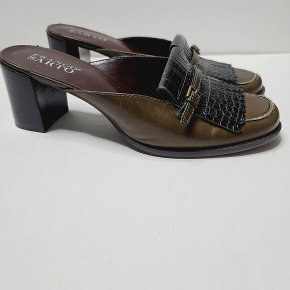 Franco Sarto Brown Croc Leather Slide On Mule Size 8 - Picture 13 of 16
